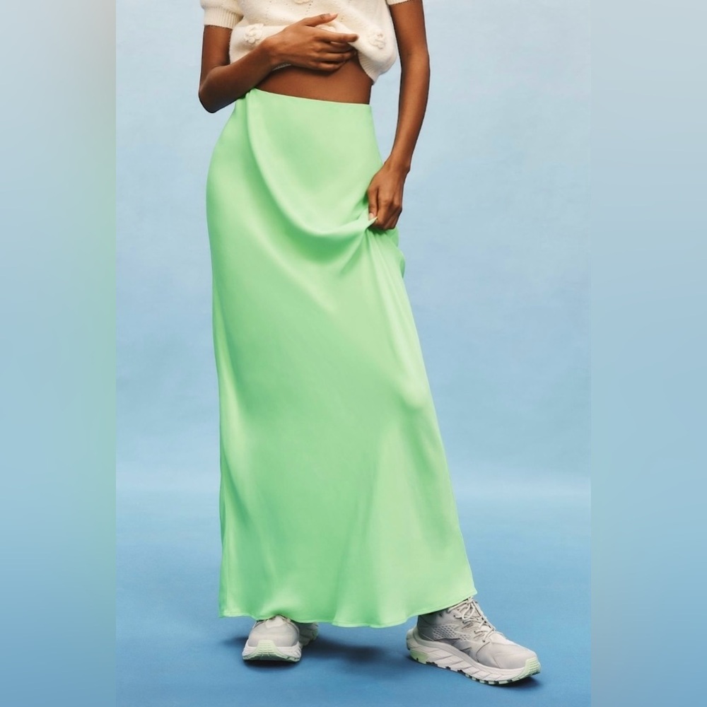 Anthropologie Tilda Maxi Slip Skirt Mint